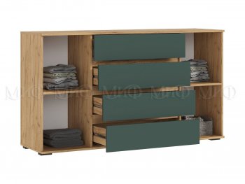 Комод 2 двери 4 ящика (1600) Норд, крафт/изумруд (Миф) в Кировграде - kirovgrad.mebel-e96.ru