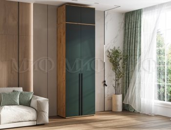 Шкаф 800 мм 2-х ств. Норд с антресолью крафт/изумруд (Миф) в Кировграде - kirovgrad.mebel-e96.ru