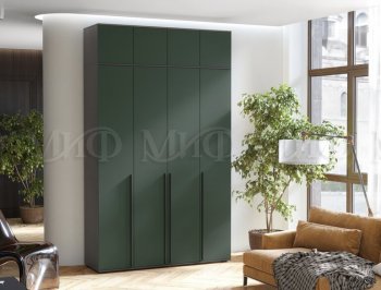 Шкаф 1600 мм 4-х створчатый Норд с антресолью, графит/изумруд (Миф) в Кировграде - kirovgrad.mebel-e96.ru