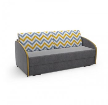 Диван-кровать Одри (велюр Вивальди 7 (серый) / Рикки Елоу/вставка Ультра Мустард) (Софт) в Кировграде - kirovgrad.mebel-e96.ru