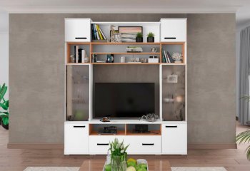 Мини-стенка ОГЦС-1 Оскар-18 белый/золотой (Текс) в Кировграде - kirovgrad.mebel-e96.ru