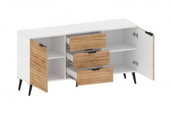 Тумба 2дв.3ящ. Ома ТБ-3609 Белый/Дуб Тортуга (СанТан) в Кировграде - kirovgrad.mebel-e96.ru