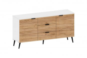 Тумба 2дв.3ящ. Ома ТБ-3609 Белый/Дуб Тортуга (СанТан) в Кировграде - kirovgrad.mebel-e96.ru