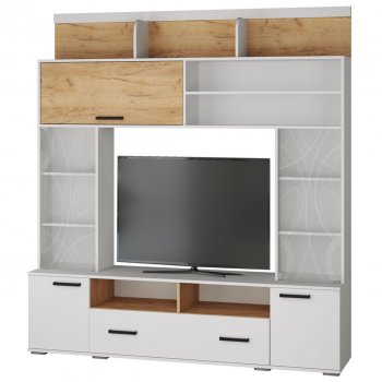 Мини-стенка ОГЦС-2 Оскар-18 белый/крафт (Текс) в Кировграде - kirovgrad.mebel-e96.ru