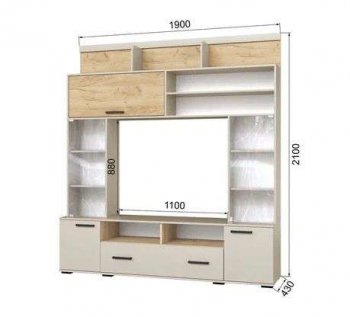 Мини-стенка ОГЦС-2 Оскар-18 кашемир/крафт (Текс) в Кировграде - kirovgrad.mebel-e96.ru