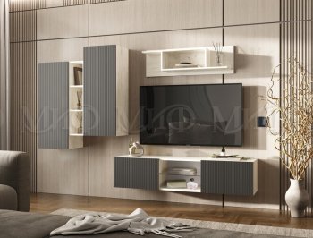 Стенка Оскар крафт белый/графит (Миф) в Кировграде - kirovgrad.mebel-e96.ru