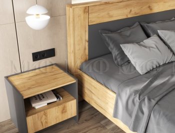 Кровать парящая Остин крафт/графит (Миф) в Кировграде - kirovgrad.mebel-e96.ru