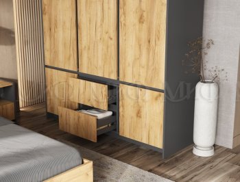 Спальный гарнитур Остин крафт/графит, модульный (Миф) в Кировграде - kirovgrad.mebel-e96.ru