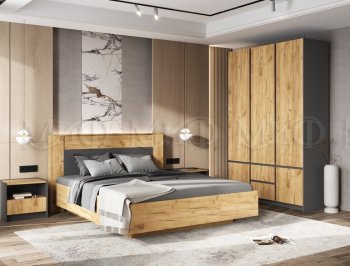 Кровать парящая Остин крафт/графит (Миф) в Кировграде - kirovgrad.mebel-e96.ru