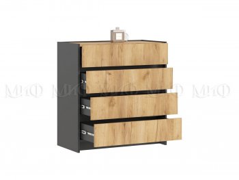 Комод 4ящ. Остин крафт/графит (Миф) в Кировграде - kirovgrad.mebel-e96.ru