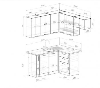 Угловой кухонный гарнитур Парма макси 1600*1700 мм (Герда) в Кировграде - kirovgrad.mebel-e96.ru
