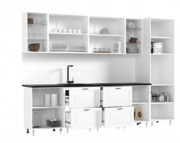 Кухонный гарнитур Престиж 3000 мм (вариант №1) браш вайт/орех (Миф) в Кировграде - kirovgrad.mebel-e96.ru