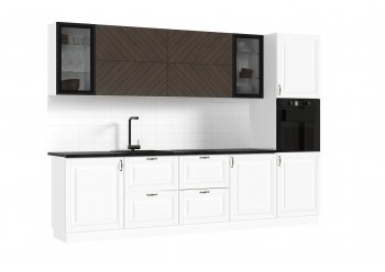 Кухонный гарнитур Престиж 3000 мм (вариант №1) браш вайт/орех (Миф) в Кировграде - kirovgrad.mebel-e96.ru