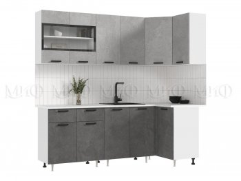 Угловой кухонный гарнитур Рио New ЛДСП 2200*1000 мм бетон (Миф) в Кировграде - kirovgrad.mebel-e96.ru