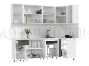 Угловой кухонный гарнитур Рио New ЛДСП 2400*1000 мм бетон (Миф) в Кировграде - kirovgrad.mebel-e96.ru