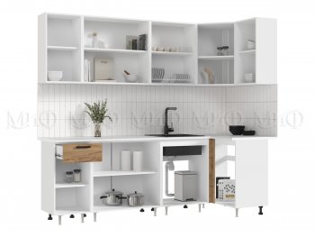 Угловой кухонный гарнитур Рио New ЛДСП 2400*1000 мм крафт (Миф) в Кировграде - kirovgrad.mebel-e96.ru