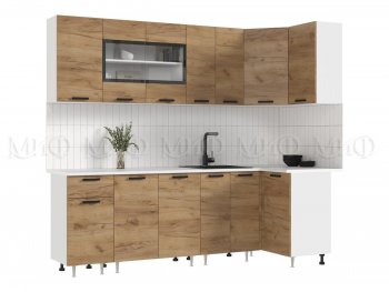 Угловой кухонный гарнитур Рио New ЛДСП 2400*1000 мм крафт (Миф) в Кировграде - kirovgrad.mebel-e96.ru