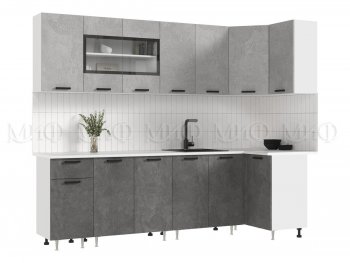 Угловой кухонный гарнитур Рио New ЛДСП 2600*1000 мм бетон (Миф) в Кировграде - kirovgrad.mebel-e96.ru