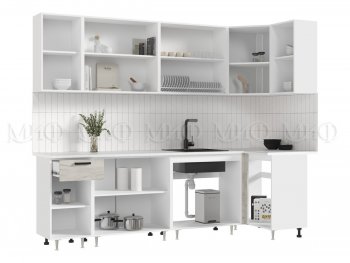 Угловой кухонный гарнитур Рио New ЛДСП 2600*1000 мм крафт белый (Миф) в Кировграде - kirovgrad.mebel-e96.ru