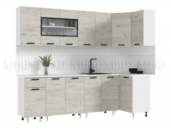 Угловой кухонный гарнитур Рио New ЛДСП 2600*1000 мм крафт белый (Миф) в Кировграде - kirovgrad.mebel-e96.ru