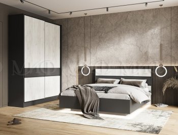 Кровать парящая с ПМ Роджина графит/крафт белый (Миф) в Кировграде - kirovgrad.mebel-e96.ru