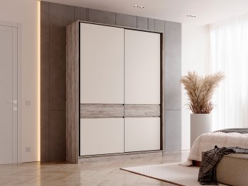 Шкаф-купе 1800 мм Роджина крафт серый/кашемир (Миф) в Кировграде - kirovgrad.mebel-e96.ru | фото