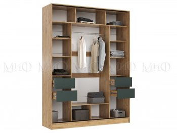 Шкаф-купе 1800 мм Роджина крафт/изумрудный (Миф) в Кировграде - kirovgrad.mebel-e96.ru