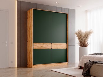 Шкаф-купе 1800 мм Роджина крафт/изумрудный (Миф) в Кировграде - kirovgrad.mebel-e96.ru | фото