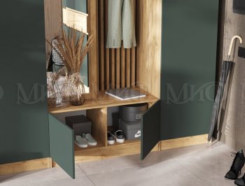Прихожая Роджина крафт/изумруд, модульная (Миф) в Кировграде - kirovgrad.mebel-e96.ru