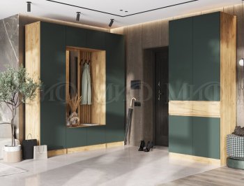 Прихожая Роджина крафт/изумруд, модульная (Миф) в Кировграде - kirovgrad.mebel-e96.ru