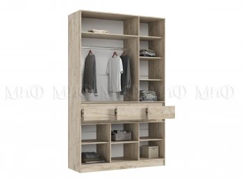 Шкаф 1500 мм 3-х створчатый Роджина крафт серый/кашемир (Миф) в Кировграде - kirovgrad.mebel-e96.ru
