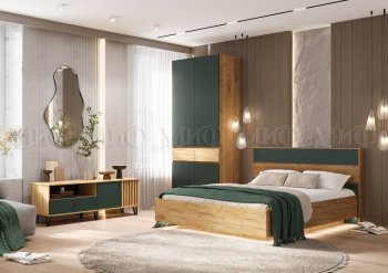 Спальный гарнитур Роджина крафт/изумрудный, модульный (Миф) в Кировграде - kirovgrad.mebel-e96.ru