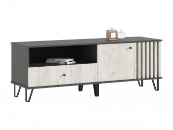 Тумба ТВ (1500) Роджина крафт белый/графит (Миф) в Кировграде - kirovgrad.mebel-e96.ru