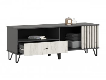 Тумба ТВ (1500) Роджина крафт белый/графит (Миф) в Кировграде - kirovgrad.mebel-e96.ru