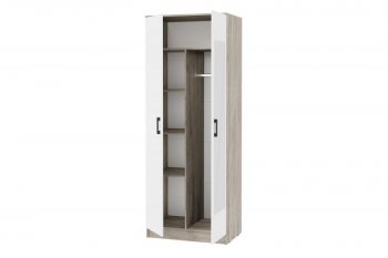 Шкаф 800 мм Ронда ШК-20 с 1м зерк. дуб крафт серый/белый (ИЦ) в Кировграде - kirovgrad.mebel-e96.ru