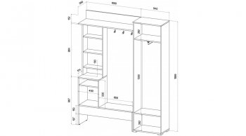Прихожая Сабрина Дуб вотан/графит (Лин) в Кировграде - kirovgrad.mebel-e96.ru