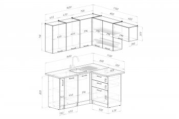Угловой кухонный гарнитур Шелли макси 1600*1700 мм (Герда) в Кировграде - kirovgrad.mebel-e96.ru