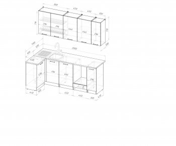 Угловой кухонный гарнитур Шелли прайм 400_1100х2000 мм (Герда) в Кировграде - kirovgrad.mebel-e96.ru