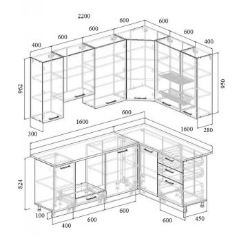 Угловой кухонный гарнитур Муссон 2200*1600 мм Sanvut в Кировграде - kirovgrad.mebel-e96.ru