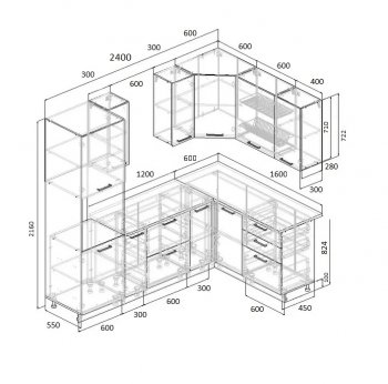 Угловой кухонный гарнитур Фьюжн 2400*1600 мм Sanvut в Кировграде - kirovgrad.mebel-e96.ru