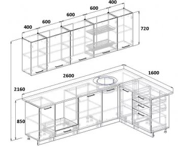 Угловой кухонный гарнитур Роза 2600*1600 мм Sanvut в Кировграде - kirovgrad.mebel-e96.ru