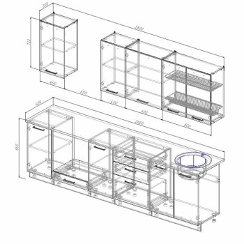 Кухонный гарнитур Трансильвания 2800 мм в Кировграде - kirovgrad.mebel-e96.ru