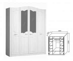 Шкаф 4-х дверный для платья и белья Ева-10 в Кировграде - kirovgrad.mebel-e96.ru