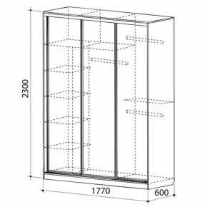Шкаф-купе 1700 мм Бассо 5-600 (полки слева) в Кировграде - kirovgrad.mebel-e96.ru