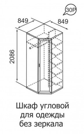 Шкаф угловой для одежды Ника-Люкс 30 без зеркал в Кировграде - kirovgrad.mebel-e96.ru