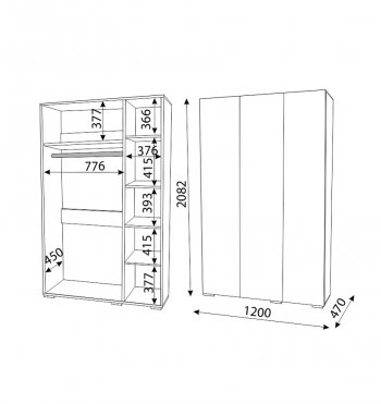 Шкаф 1200 мм распашной Осло с антресолью (ручка торцевая) (Риннер) в Кировграде - kirovgrad.mebel-e96.ru