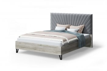 Кровать с ПМ Сильвия с мягк.изголов/царги ЛДСП Stone (серый)/Дуб серый, 1600 (МЛК) в Кировграде - kirovgrad.mebel-e96.ru
