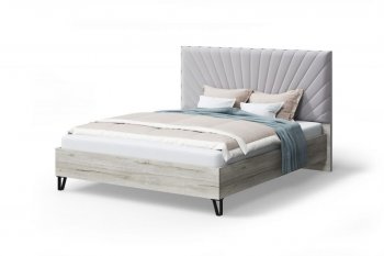 Кровать Сильвия с мягк.изголов/царги ЛДСП Moonlight (серо-бежевый)/Дуб серый, 1600 (МЛК) в Кировграде - kirovgrad.mebel-e96.ru