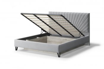 Кровать с ПМ Сильвия мягкая Stone (серый), 1600 (МЛК) в Кировграде - kirovgrad.mebel-e96.ru