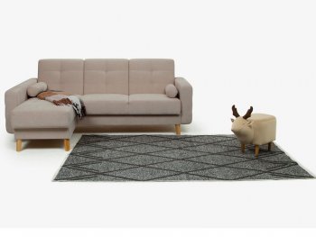 Диван угловой Скандинавия Лайт левый, велюр Мегаполис 15 (бежевый) (Аврора) в Кировграде - kirovgrad.mebel-e96.ru